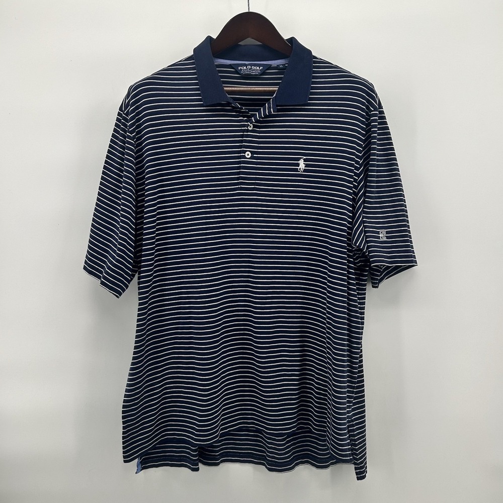 Polo Golf Ralph Lauren‎ XL Pima Cotton Striped Polo Shirt Archival Monogram Pony